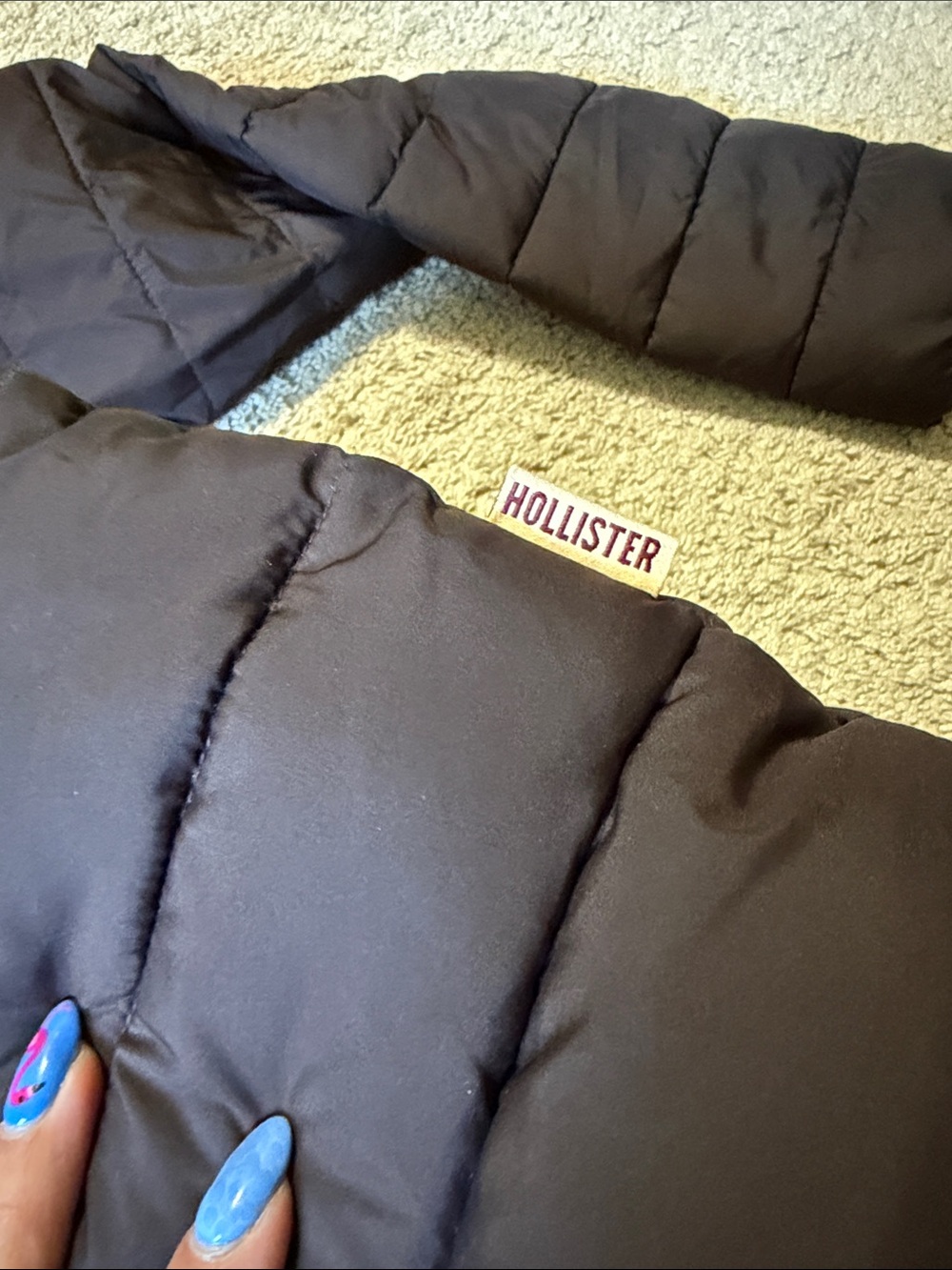 HOLLISTER Women's Faux Fur Trim Quilted Belted Parka Jacket Brown Large - Picture 7 of 8